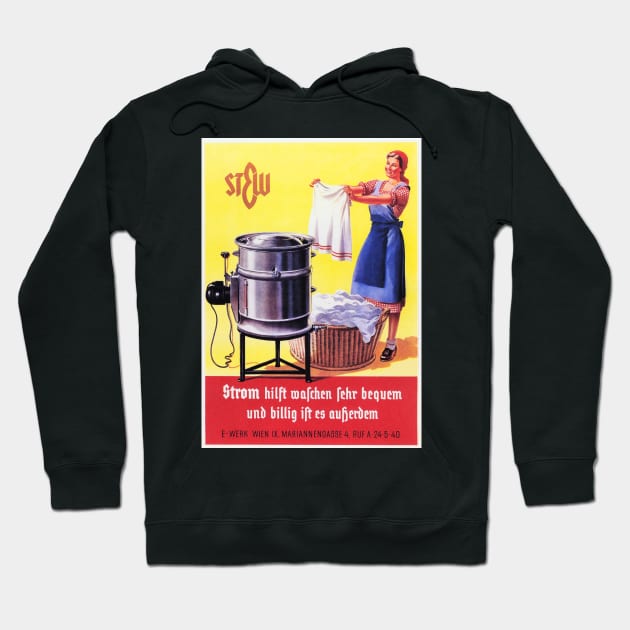 Vintage 1935 GERMANY Electric Washing Machine Advertisement Lithograph Art Hoodie by vintageposters